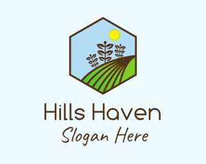 Hexagonal Leaf Farm logo design