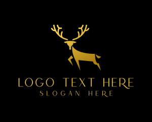Moose - Gold Deer Antler logo design
