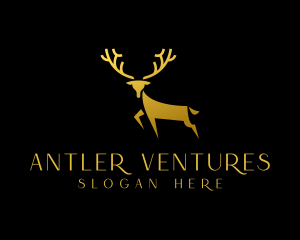 Antler - Gold Deer Antler logo design