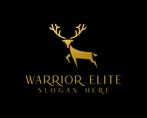 Reindeer - Gold Deer Antler logo design