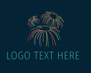 Fireworks - Colorful Pyrotechnics Sparkler logo design