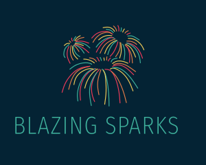 Pyrotechnics - Colorful Pyrotechnics Sparkler logo design