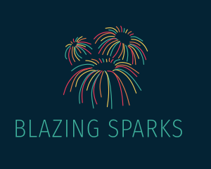 Colorful Pyrotechnics Sparkler  logo design