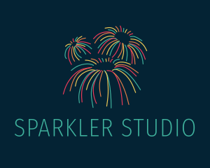 Colorful Pyrotechnics Sparkler  logo design