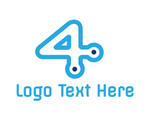 Blue Modern Number 4  logo design