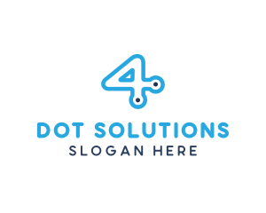 Dot - Blue Modern Number 4 logo design