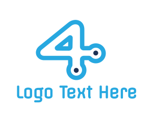Dot - Blue Modern Number 4 logo design