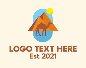 Sand Dunes - Camel Pyramid Sun logo design