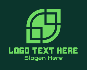 Server - Green Technology Leaf logo design