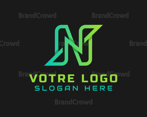 Green Modern Tech Letter N Logo