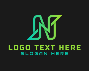 Digital - Green Modern Tech Letter N logo design