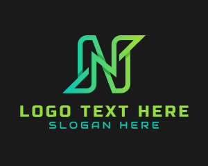 Modern - Green Modern Tech Letter N logo design