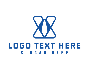 Blue Tie - Blue X Tie logo design