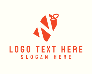 Supermarket - Orange Price Tag Letter N logo design