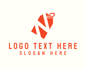 Price Tag - Orange Price Tag Letter N logo design