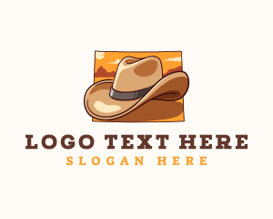 Map - Wyoming Cowboy Hat logo design