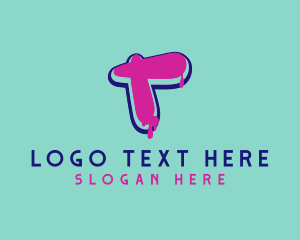 Pink And Purple - Paint Graffiti Letter T logo design