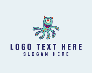 Kindergarten - Mutant Octopus Alien logo design