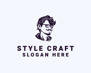 Hairstyling - Man Eyeglass Fashion Accessory logo design