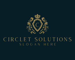 Elegant Royal Crown Shield logo design