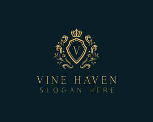 Elegant Royal Crown Shield logo design