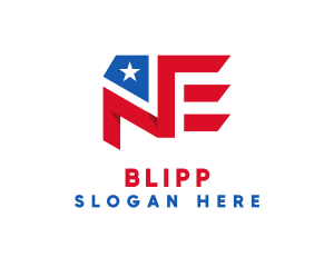 Political - America Letter NE Flag logo design