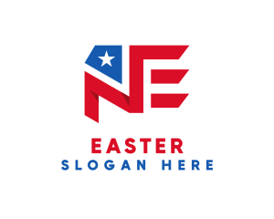 State - America Letter NE Flag logo design