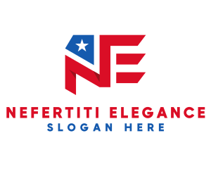 America Letter NE Flag logo design