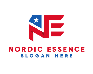 America Letter NE Flag logo design