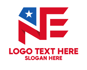 America - America N & E Flag Monogram logo design