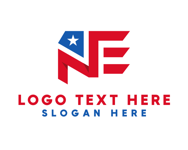 American - America Letter NE Flag logo design