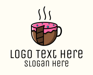 Baker - Cake Slice Coffee logo design