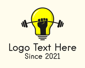 Bulb - Weightlifting Hand Bulb logo design