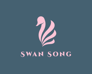 Pink Swan Bird  logo design