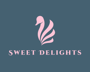 Pink Swan Bird  logo design