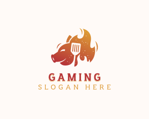 Barbecue Flaming Pig Logo