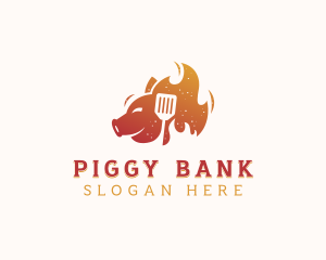 Barbecue Flaming Pig logo design