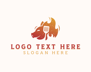 Barbecue Flaming Pig Logo