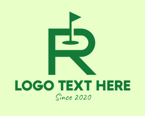 Flagstick - Green Golf Course Letter R logo design