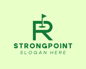 Green Golf Course Letter R Logo