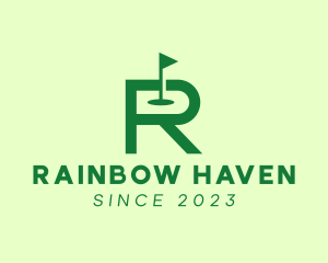 Green Golf Course Letter R logo design