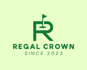 Green Golf Course Letter R logo design