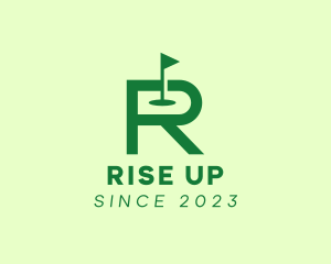 Green Golf Course Letter R logo design