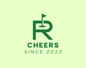 Green Flag - Green Golf Course Letter R logo design