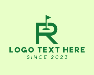 Flagstick - Green Golf Course Letter R logo design