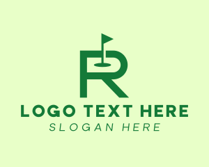 Green Golf Course Letter R Logo