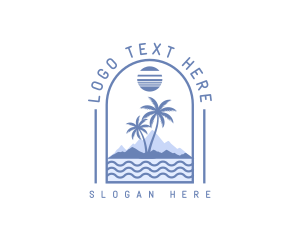 Ocean - Summer Tree Beach logo design