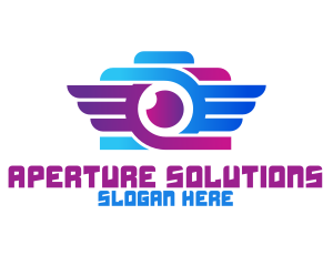 Aperture - Abstract Wing Camera Outline logo design