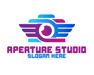 Aperture - Abstract Wing Camera Outline logo design