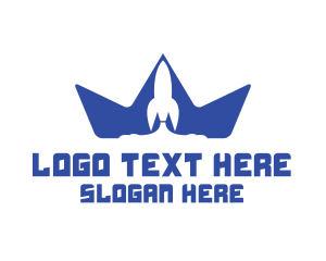 Astronaut - Blue Rocket Crown logo design